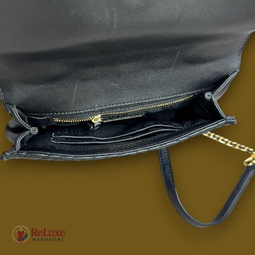 Tory Burch Black Faux Leather Fleming Crossbody Bag
