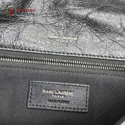Saint Laurent Black Crinkled Leather Medium Shoulder Bag