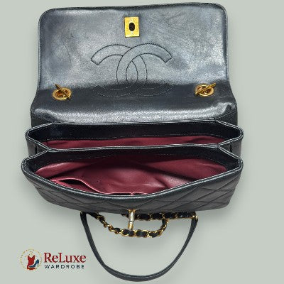 Chanel Black Quilted Leather - Small Handle Bag