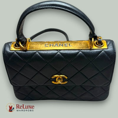 Chanel Black Quilted Leather - Small Handle Bag