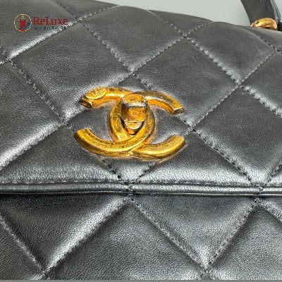 Chanel Black Quilted Leather - Small Handle Bag