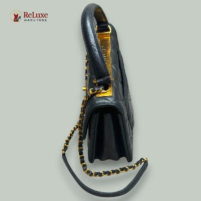 Chanel Black Quilted Leather - Small Handle Bag
