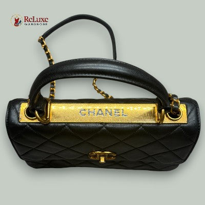 Chanel Black Quilted Leather - Small Handle Bag
