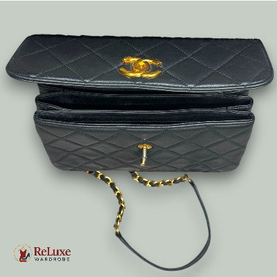 Chanel Black Quilted Leather - Small Handle Bag
