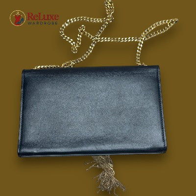 Saint Laurent Matte Black Leather Kate Tassel Wallet On Chain