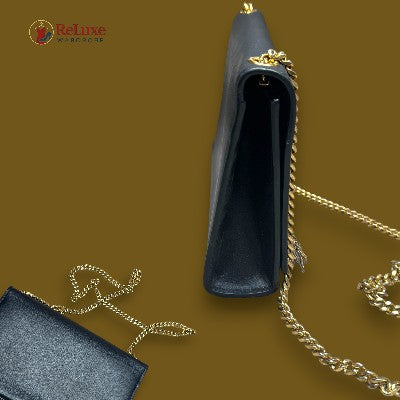 Saint Laurent Matte Black Leather Kate Tassel Wallet On Chain
