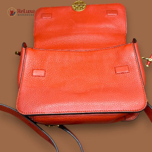 Tory Burch Orange Leather Chelsea Crossbody Bag