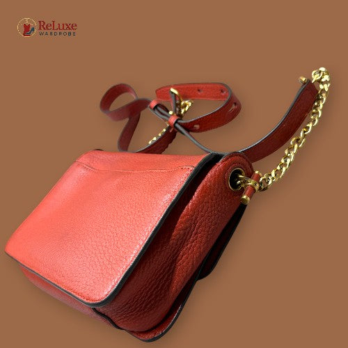 Tory Burch Orange Leather Chelsea Crossbody Bag