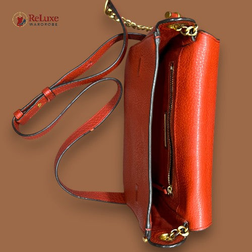 Tory Burch Orange Leather Chelsea Crossbody Bag