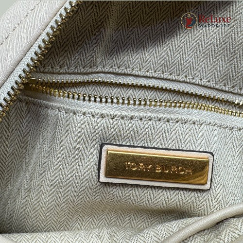 Tory Burch Cream Quilted Leather Small Kira Circle Bag