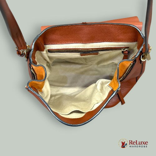 Chloe Brown Leather and Suede Small Faye Backpack