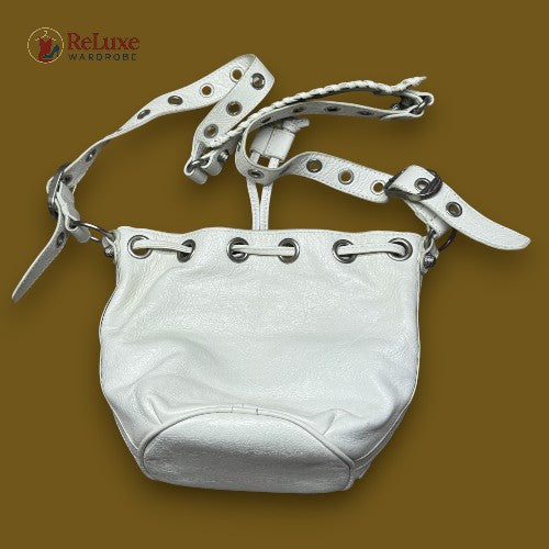 Balenciaga White Leather XS Le Cagole Bucket Bag