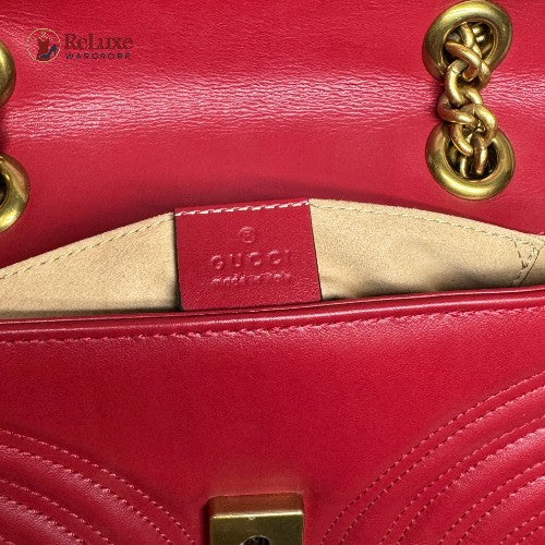 Gucci Red Leather Matrasse Mini Shoulder Bag