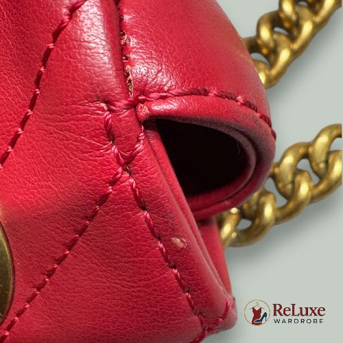 Gucci Red Leather Matrasse Mini Shoulder Bag