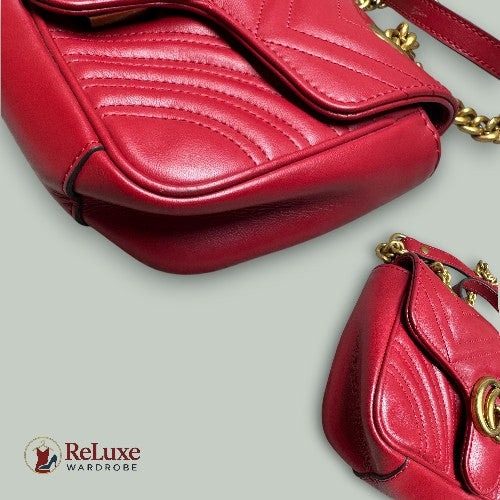 Gucci Red Leather Matrasse Mini Shoulder Bag