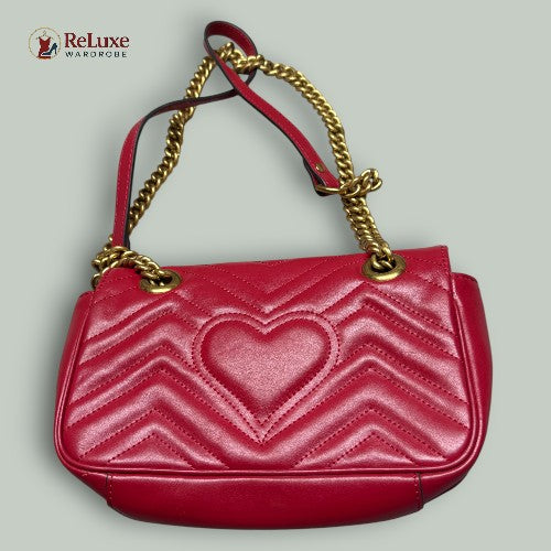 Gucci Red Leather Matrasse Mini Shoulder Bag