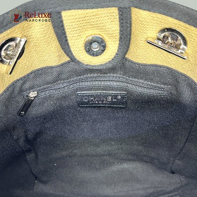 Chanel Beige/Black Canvas and Leather Large Deauville Shopper Tote