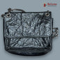 Saint Laurent Black Crinkled Leather Medium Shoulder Bag