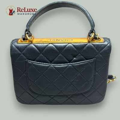 Chanel Black Quilted Leather - Small Handle Bag