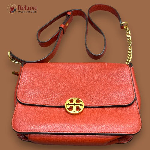 Tory Burch Orange Leather Chelsea Crossbody Bag