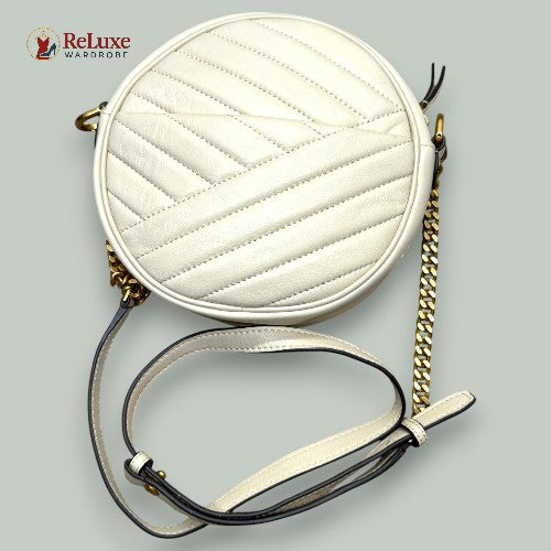 Tory Burch Cream Quilted Leather Small Kira Circle Bag