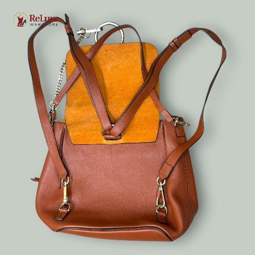 Chloe Brown Leather and Suede Small Faye Backpack