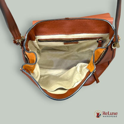 Chloe Brown Leather and Suede Small Faye Backpack
