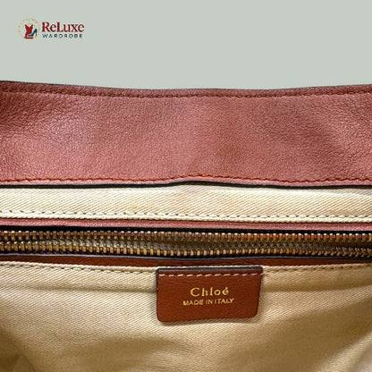 Chloe Brown Leather and Suede Small Faye Backpack