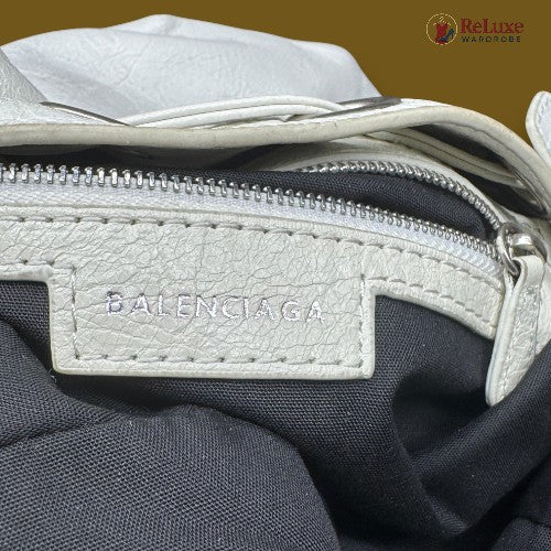 Balenciaga White Leather XS Le Cagole Bucket Bag