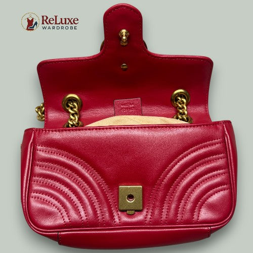 Gucci Red Leather Matrasse Mini Shoulder Bag